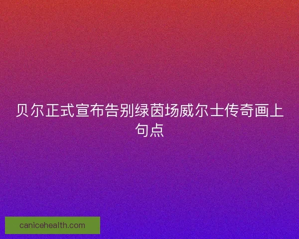 贝尔正式宣布告别绿茵场威尔士传奇画上句点